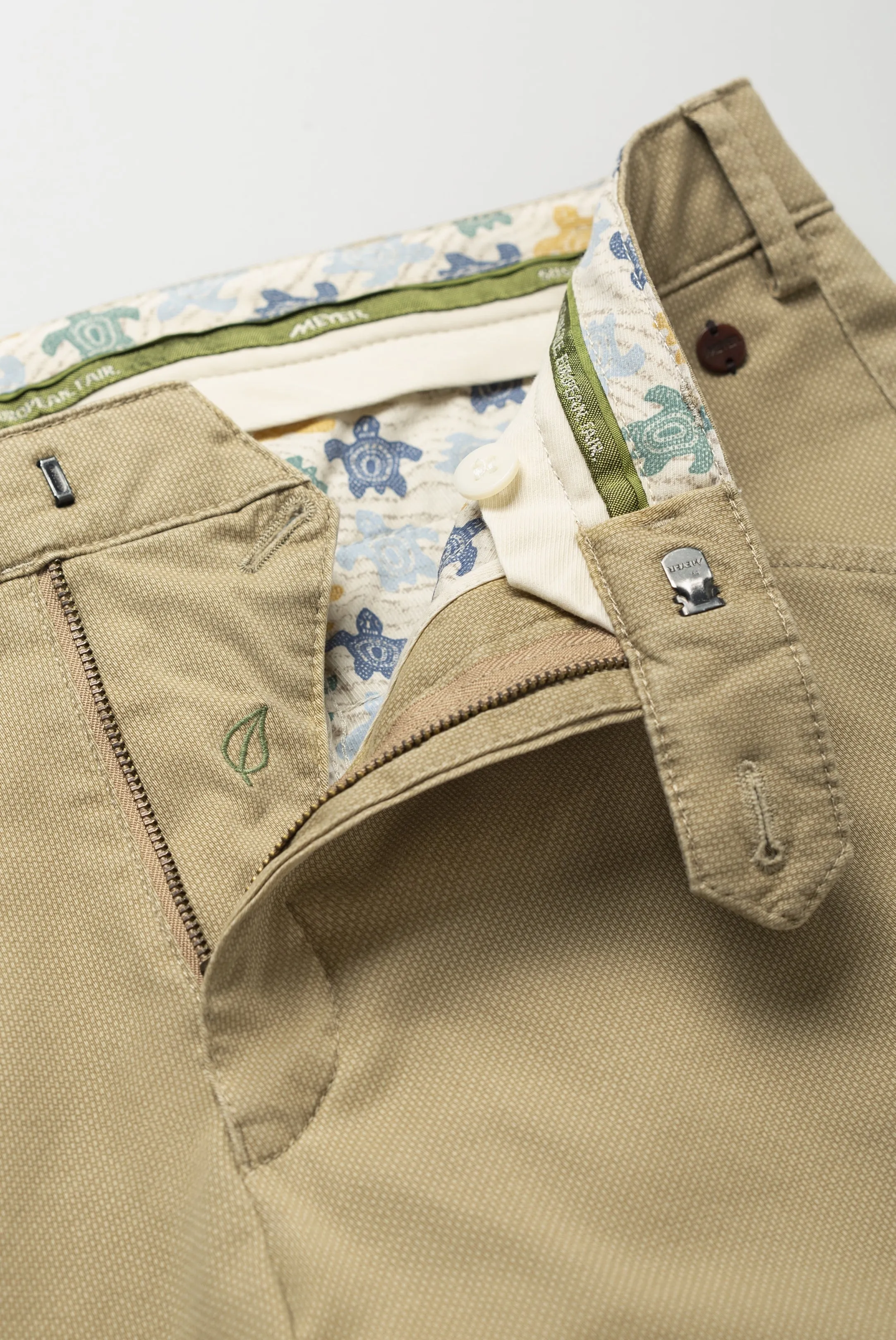 30% OFF - MEYER Chicago Trousers - 5056 Micro Print Cotton Chino - Sand