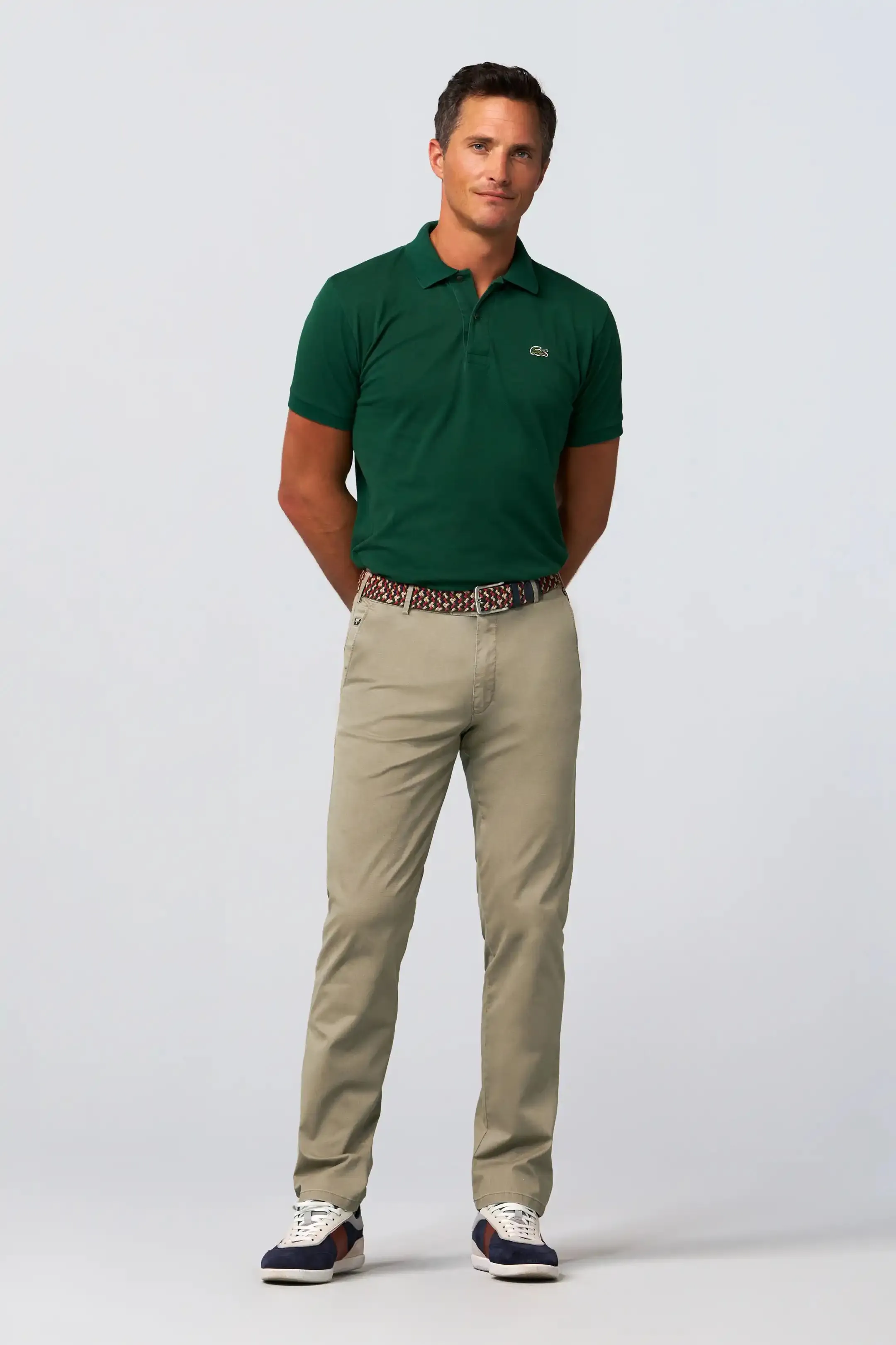 30% OFF - MEYER Roma Trousers - 5058 Liberty Fabric Cotton Chinos - Stone - Size: 38 SHORT