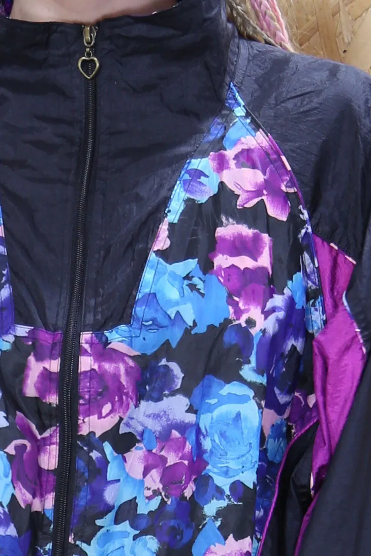 90s Windbreaker with Floral Block Print