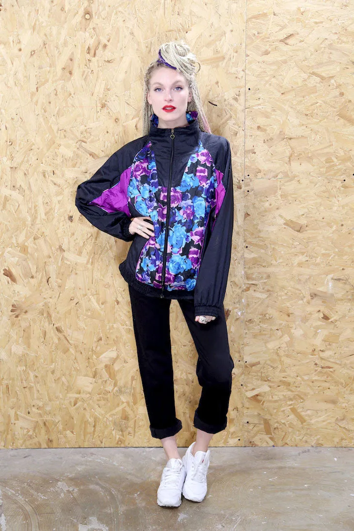 90s Windbreaker with Floral Block Print