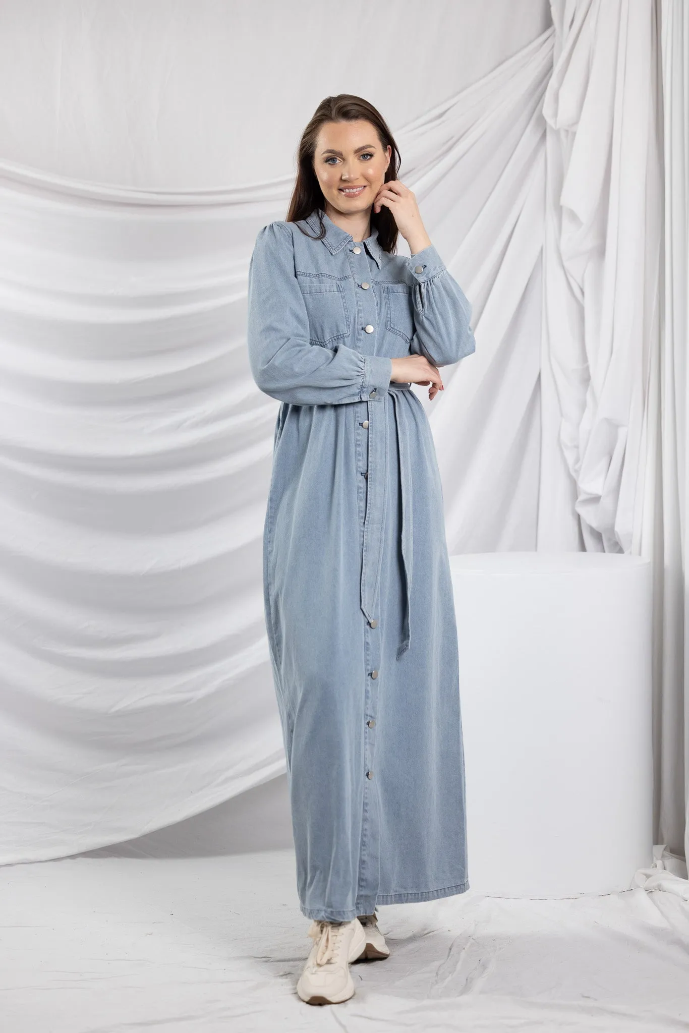 Abra Snap Button Denim Dress