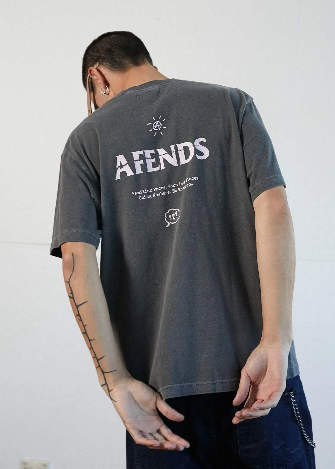 Afends Mens No Tomorrow - Retro Fit Tee - Stone Black