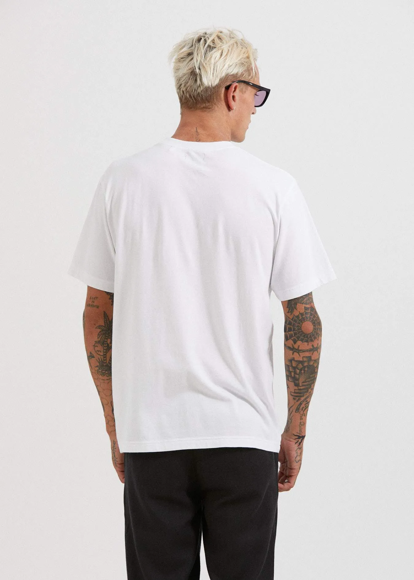 Afends Unisex Watch Your Step - Unisex Retro Fit Tee - White