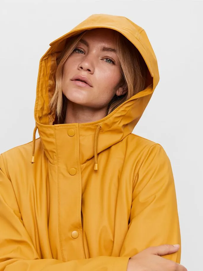 Asta 3/4 Teddy Lined Raincoat - Amber gold