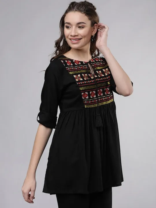 Black Embroidered Viscose