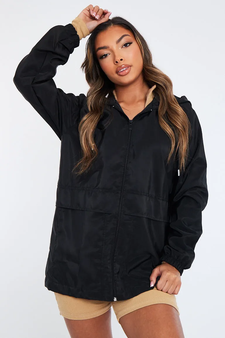 Black Shell Zip Up Windbreaker - Ginnie