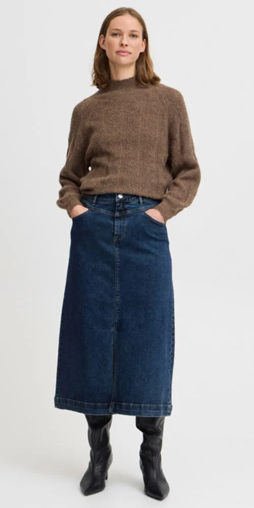 B.Young Denim Midi Skirt