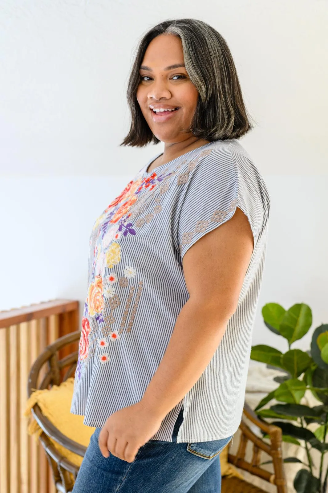 Canopy Of Crushes Striped Floral Top