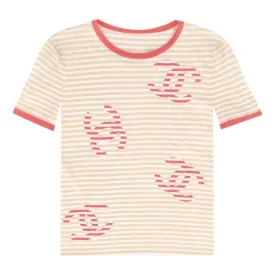 Chanel 'CC' Logo Striped Cotton Top. Size 38FR