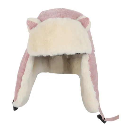 Cute Ears Faux Fur Corduroy Earflap Hat