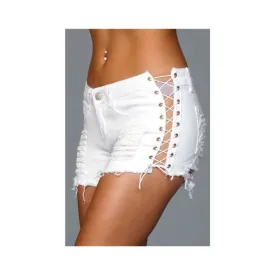 Denim Shorts With Lace Up Side Wht Lrg