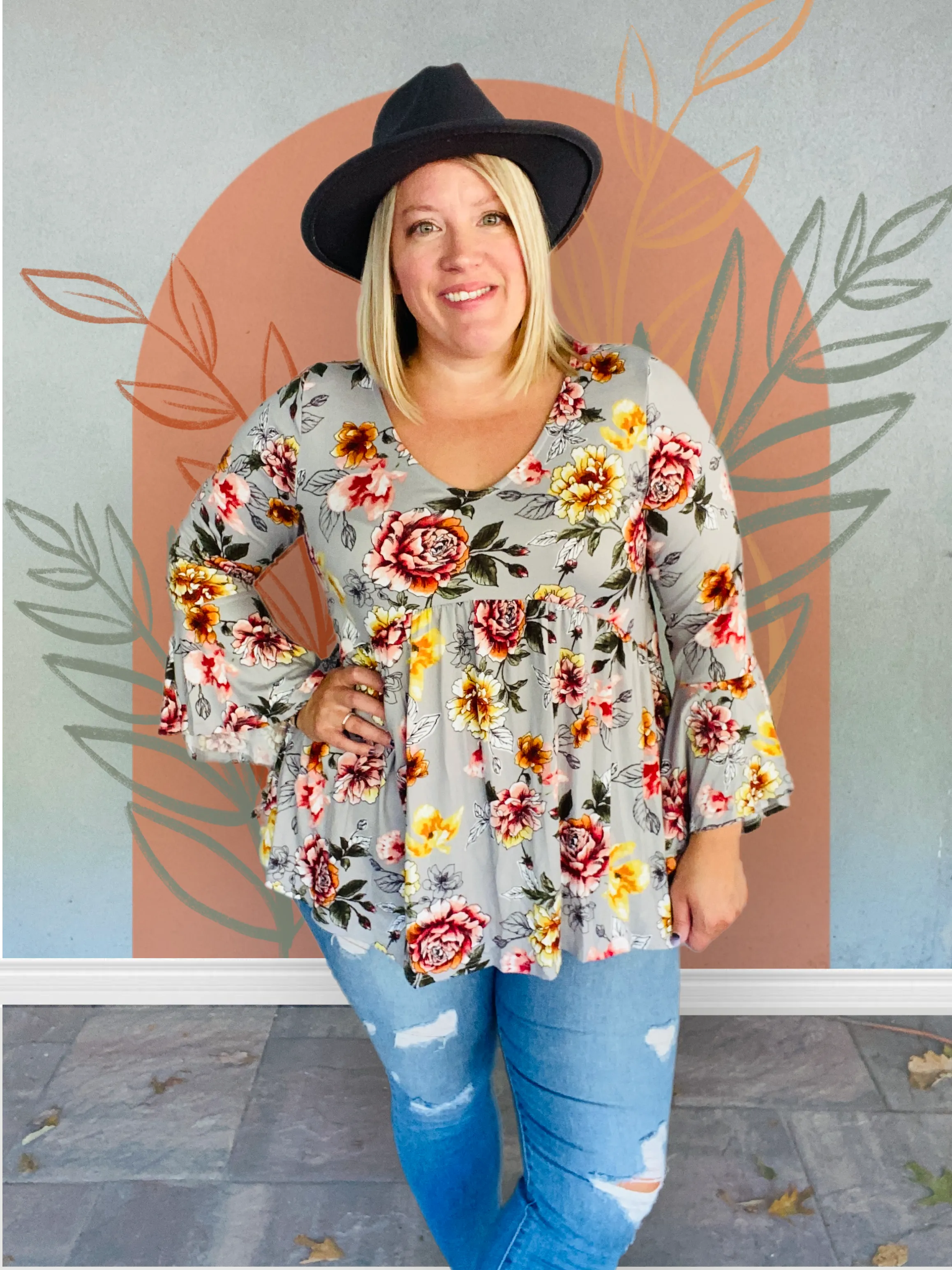 Floral Babydoll Flowy Tunic Top