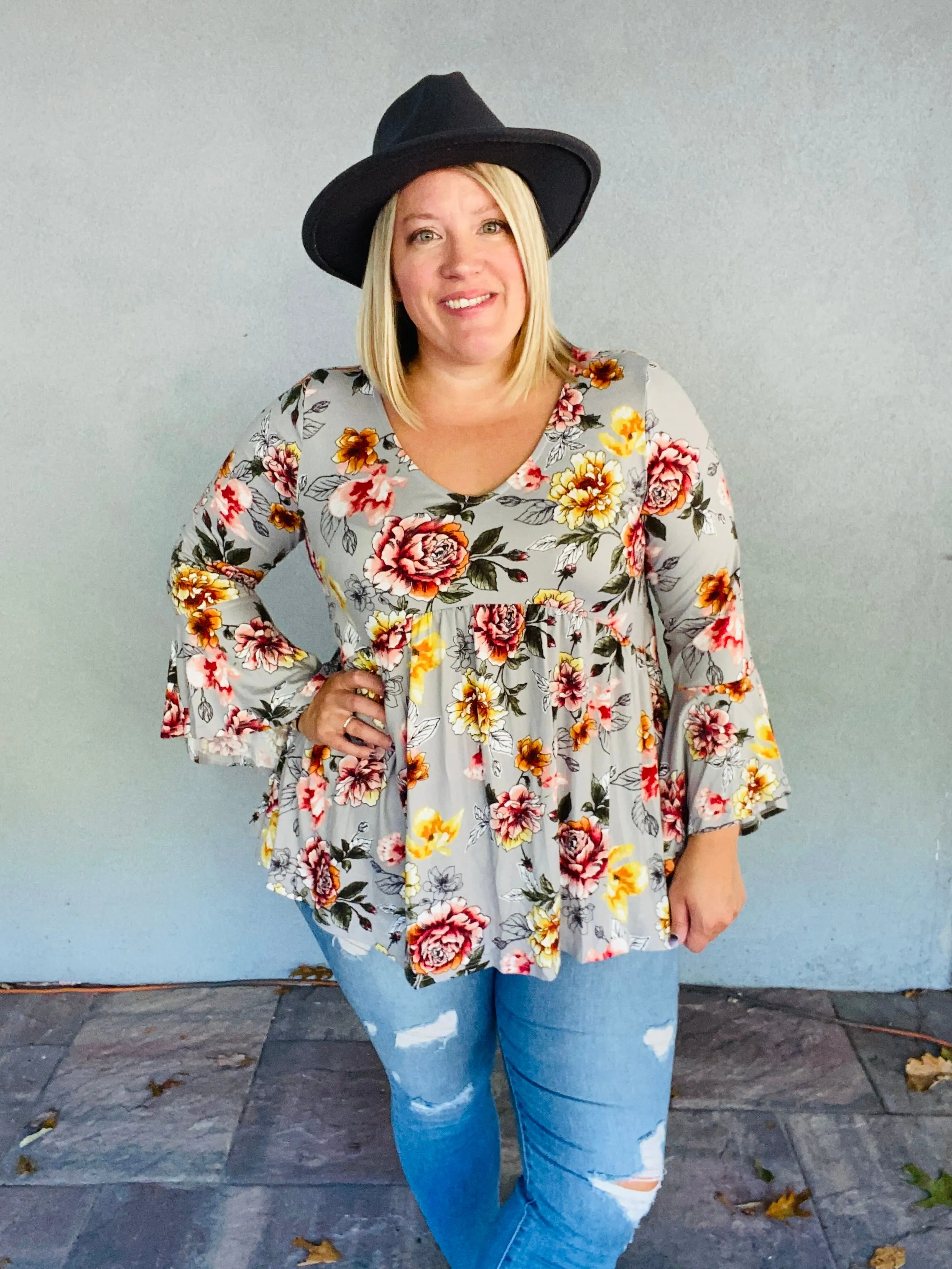 Floral Babydoll Flowy Tunic Top