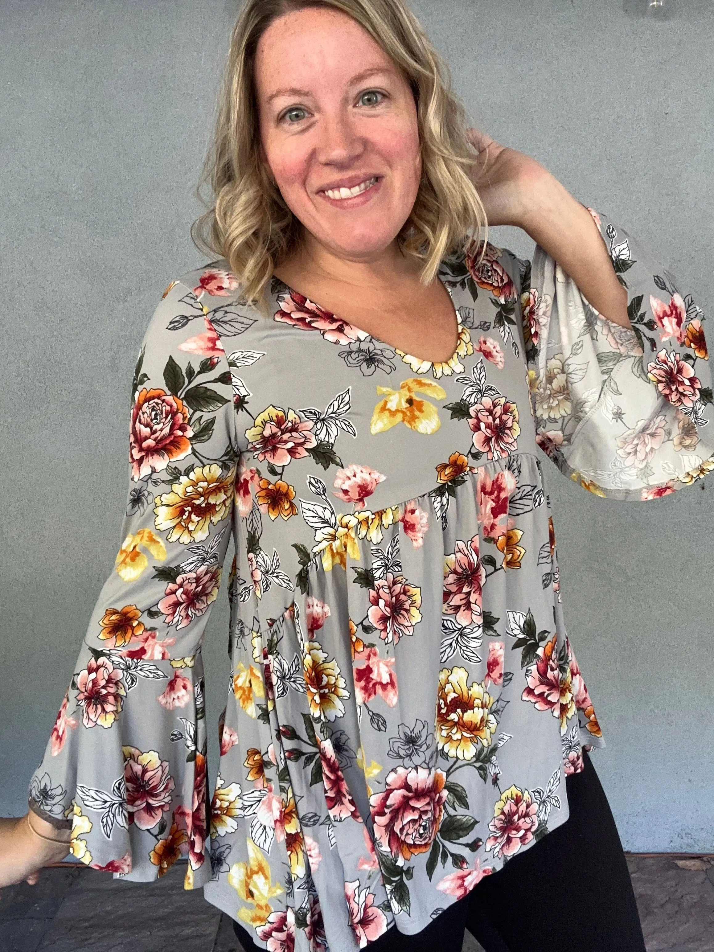 Floral Babydoll Flowy Tunic Top