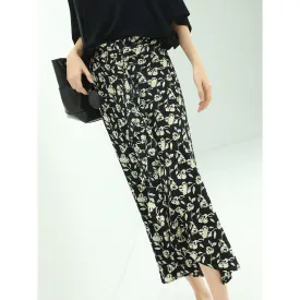 Floral Black Wrap Skirt