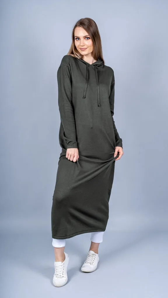 Hooded Knit Dress - Dark Shades