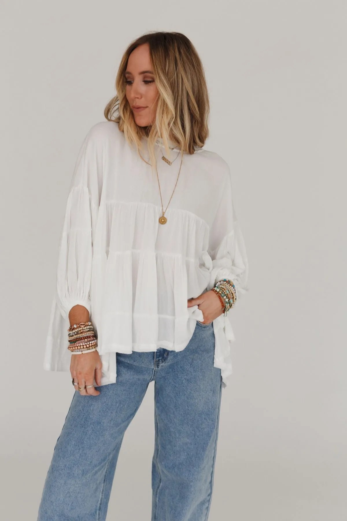 In The Clouds Tunic Top - Off White