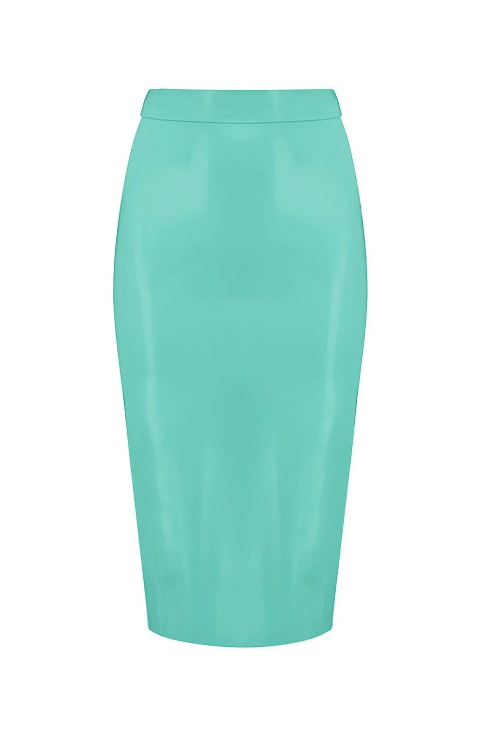 Jade Green Latex Midi Skirt