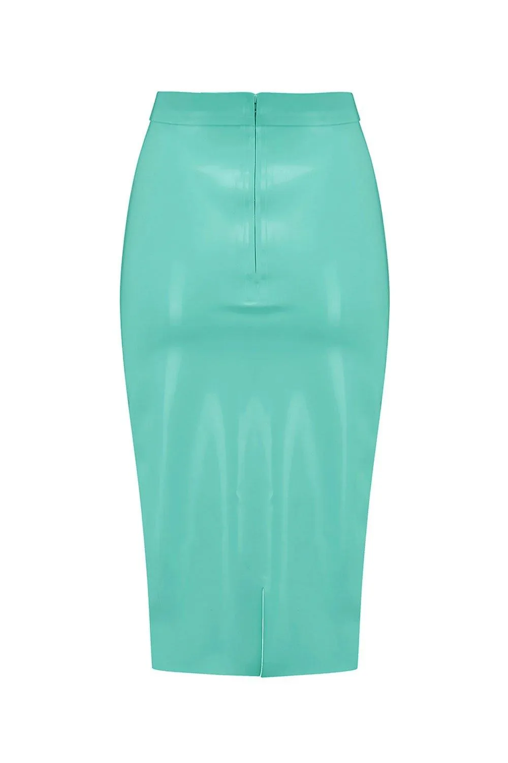 Jade Green Latex Midi Skirt