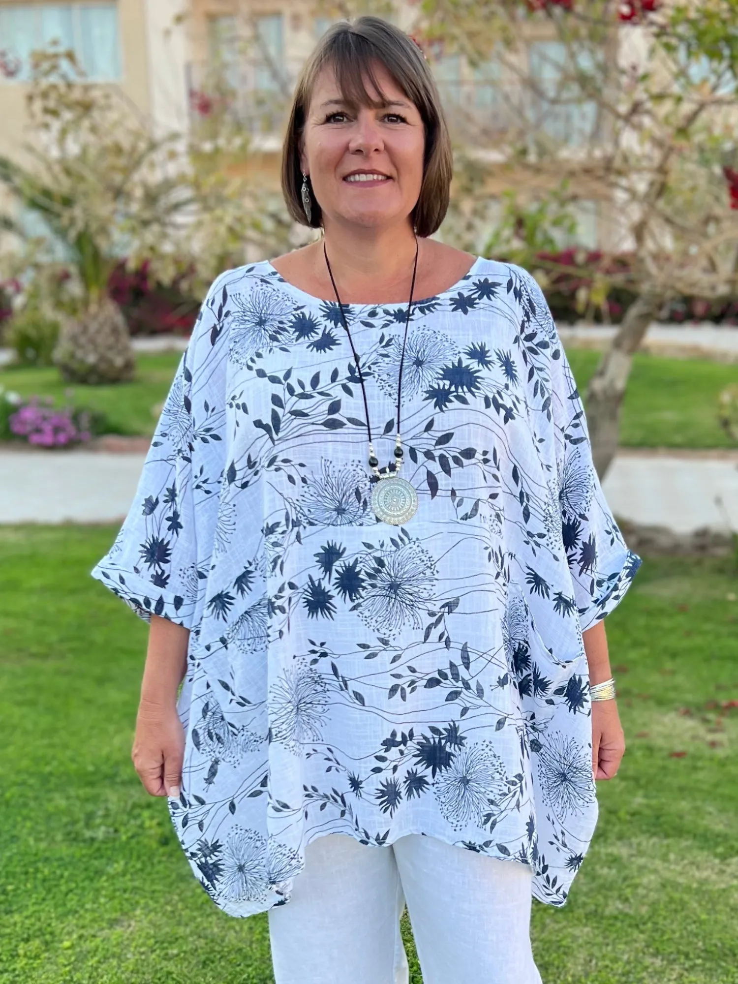 Lagenlook Oversized Cotton Tunic - 10077 FLORAL