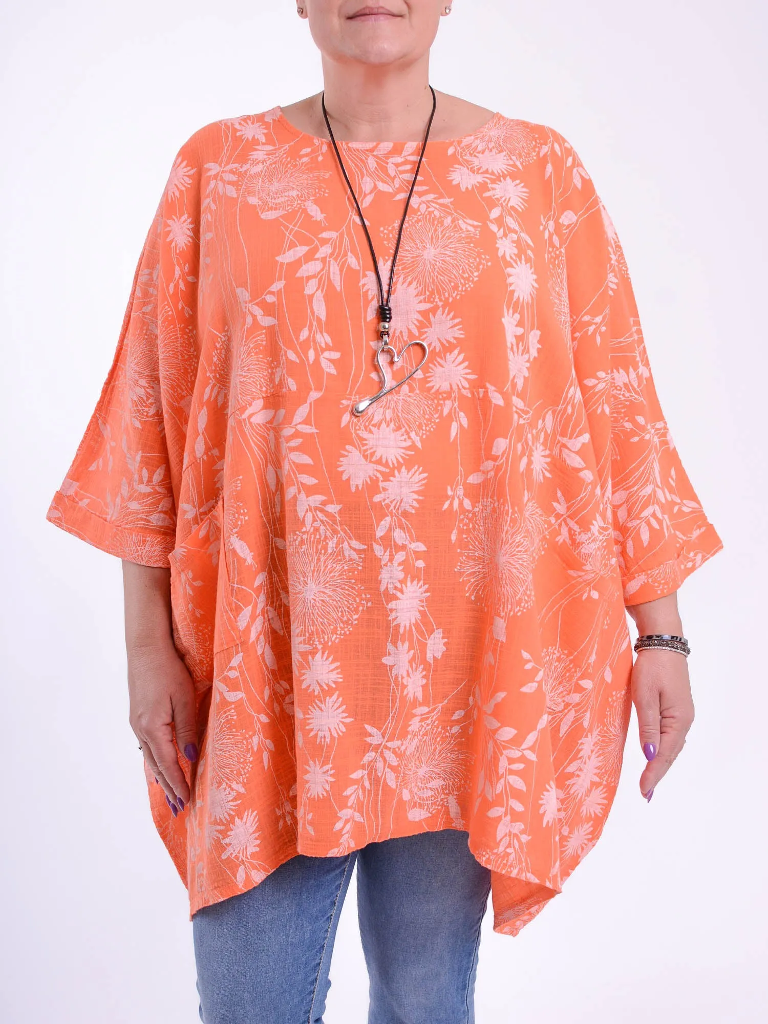 Lagenlook Oversized Cotton Tunic - 10077 FLORAL