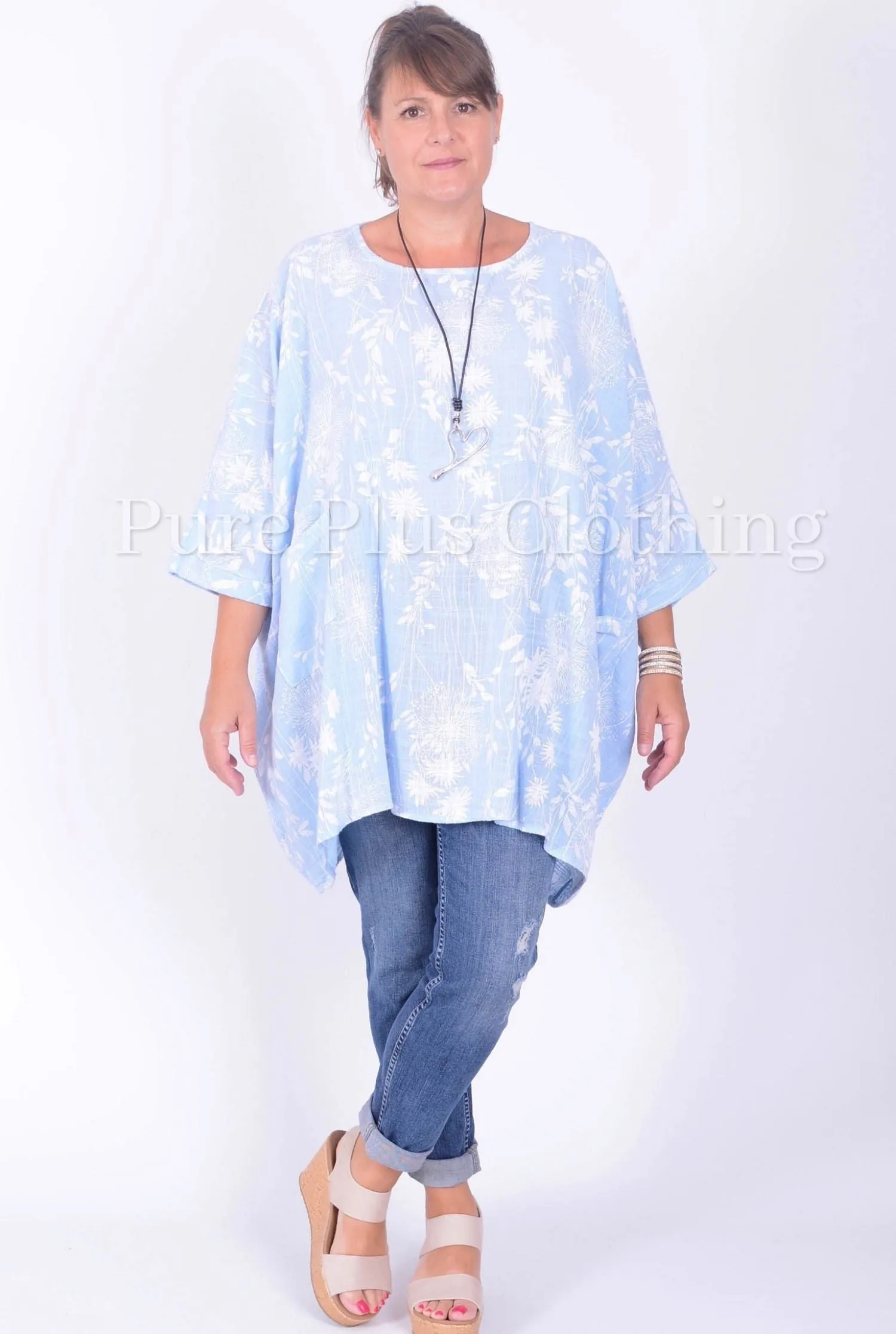 Lagenlook Oversized Cotton Tunic - 10077 FLORAL