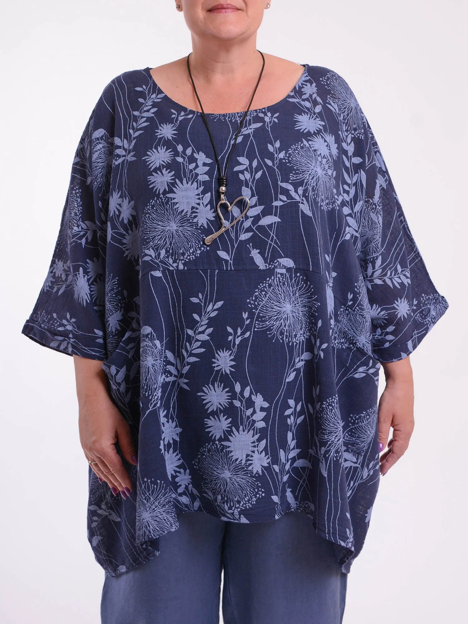 Lagenlook Oversized Cotton Tunic - 10077 FLORAL