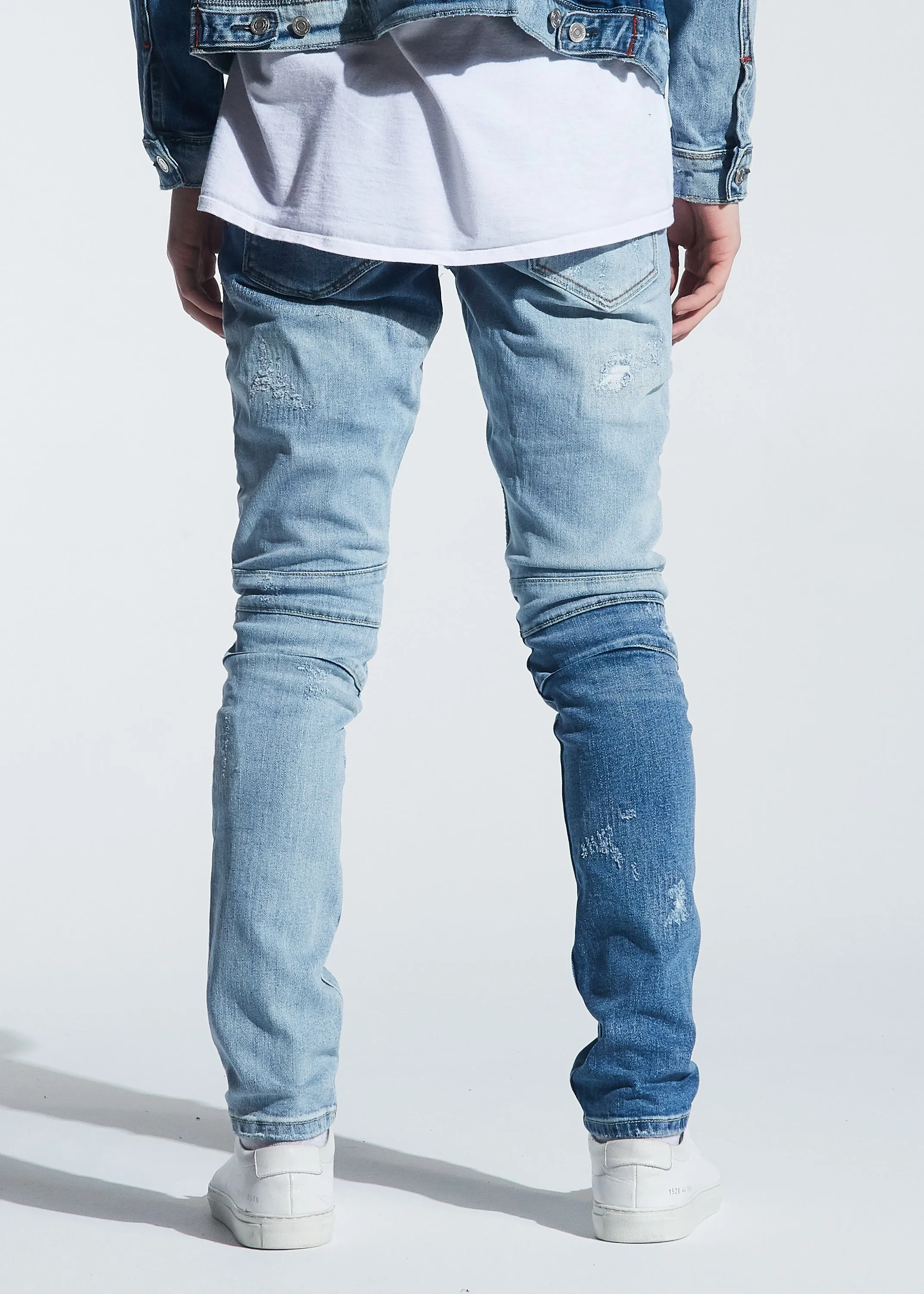 Langford Biker Denim (Patchwork Light Indigo)