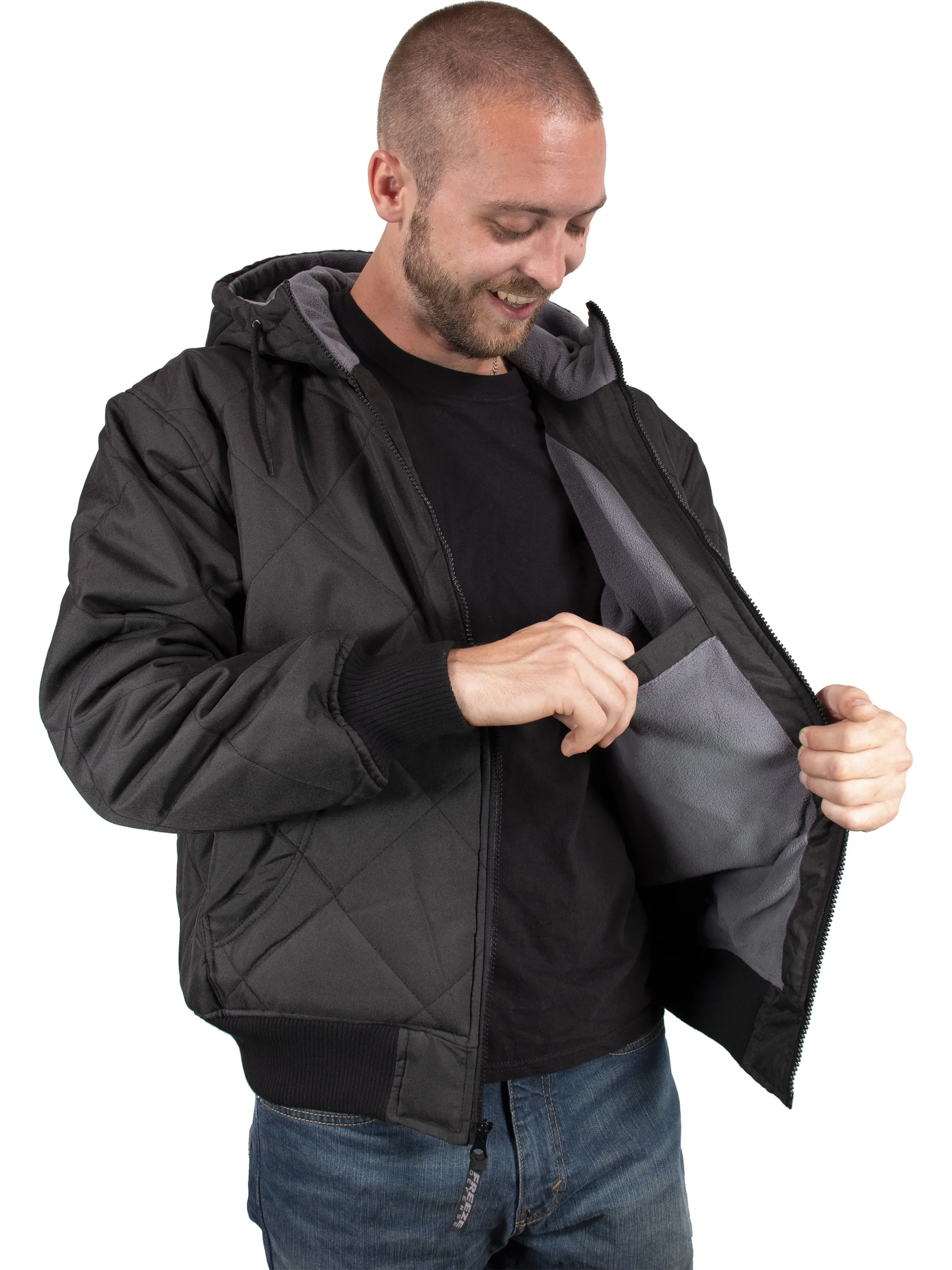 Men'S Big & Tall Fleece Lined Quilted Winter Jacket Coat (3XL, Black)