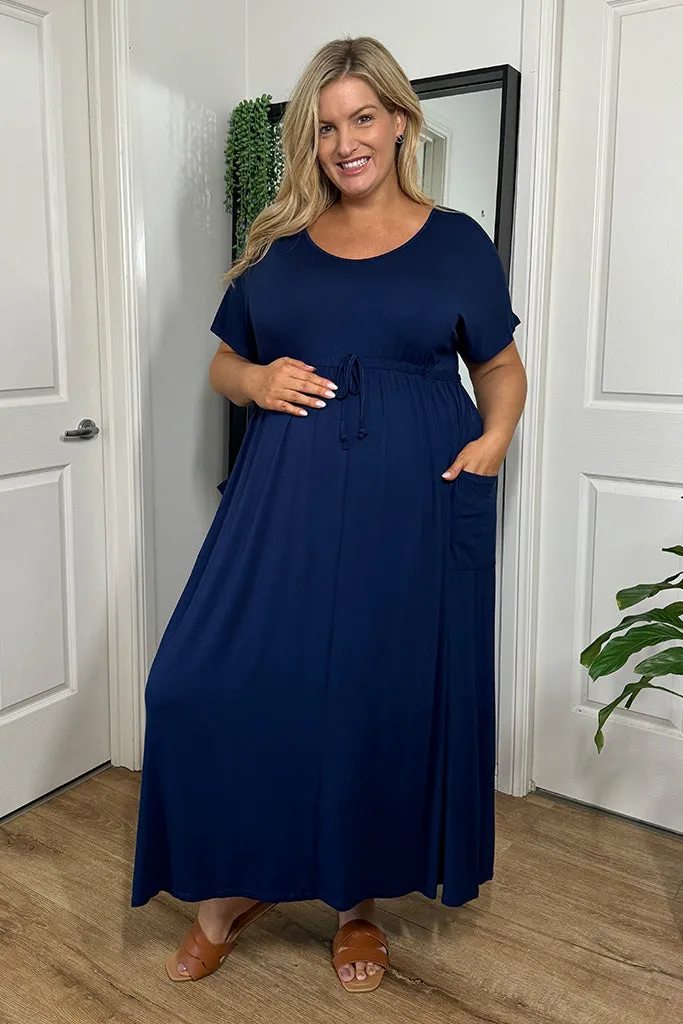 Mila Maxi Maternity Dress - Navy