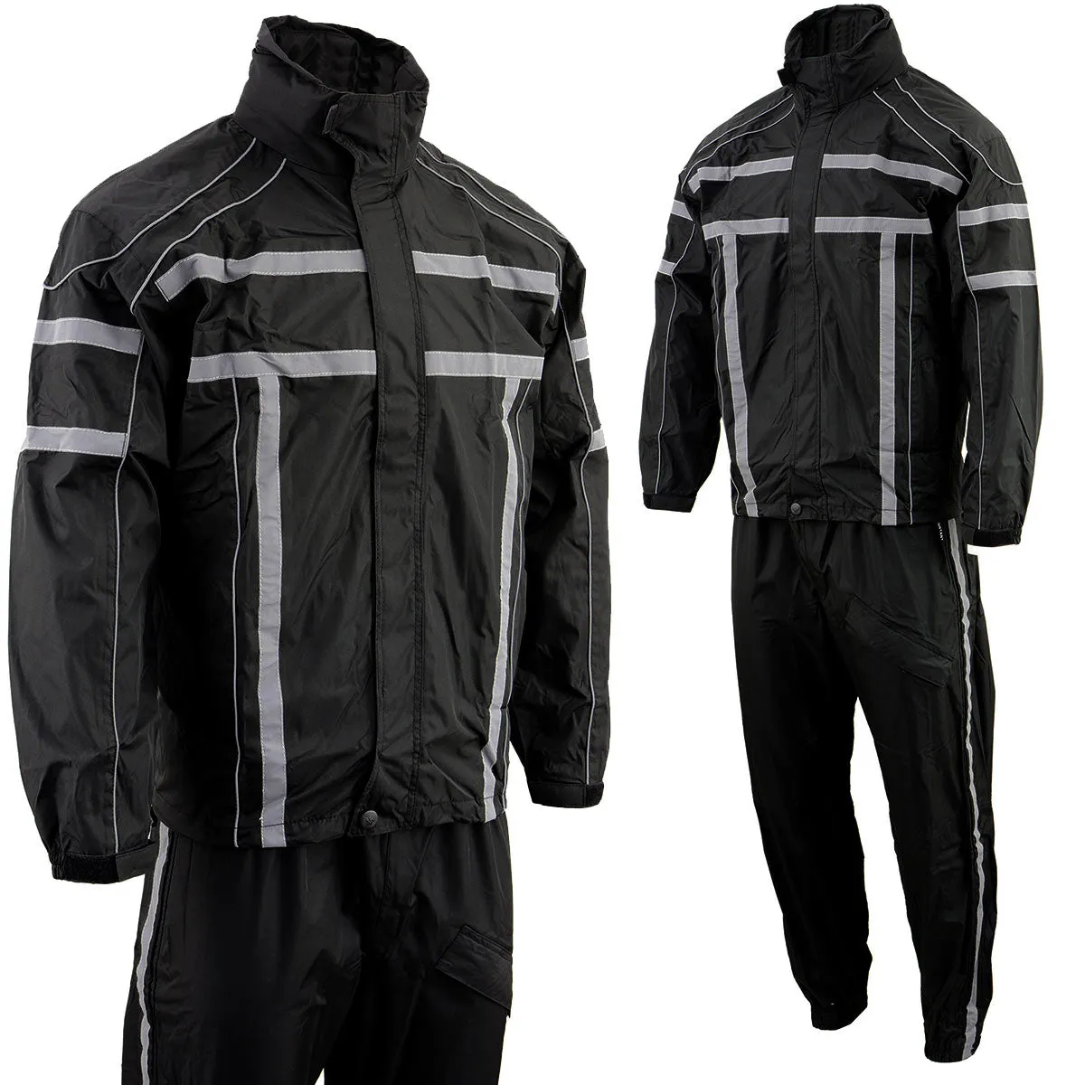 NexGen SH2331 Men's Black Water Resistant Rain Suit with Reflective