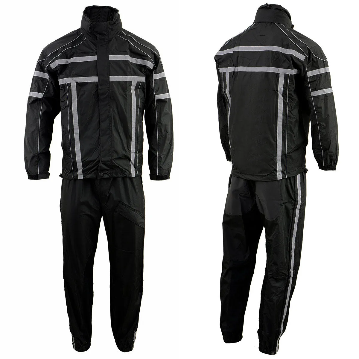 NexGen SH2331 Men's Black Water Resistant Rain Suit with Reflective