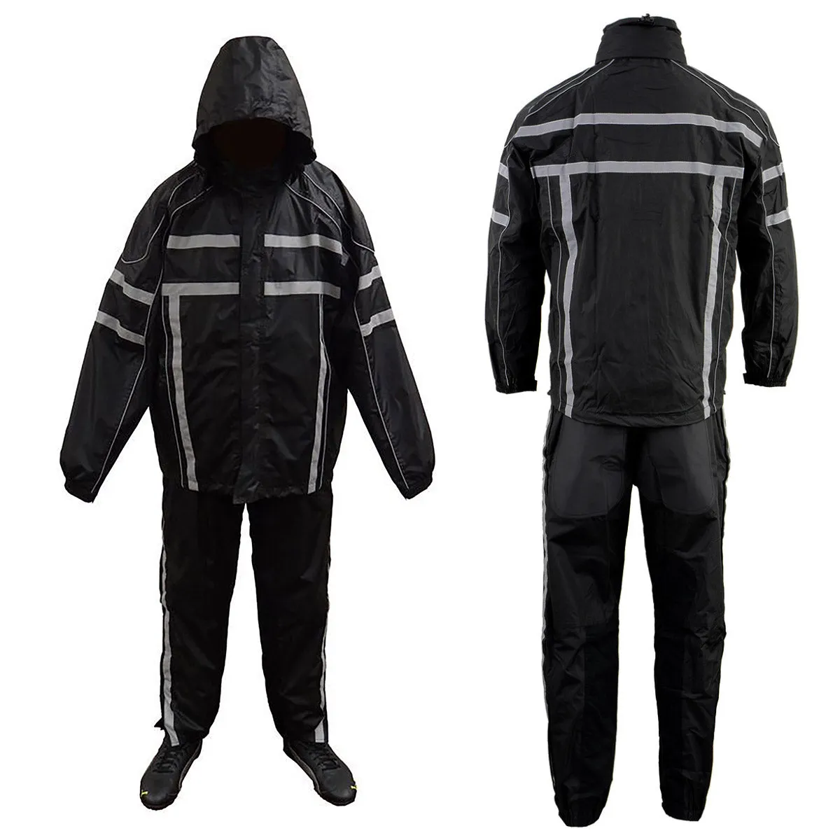 NexGen SH2331 Men's Black Water Resistant Rain Suit with Reflective