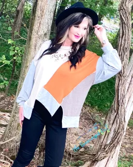 Orange You Glad It's Fall Color Block Top