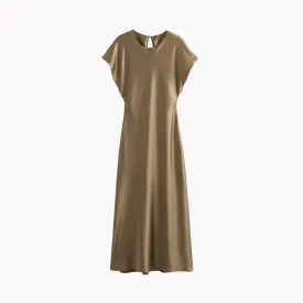 Pre Order:  Satin Midi Keyhole Back Dress