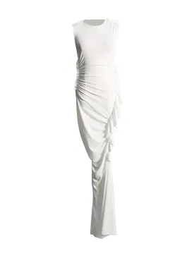 Pre Order:  White Pleated Hip Hugging Maxi Dress