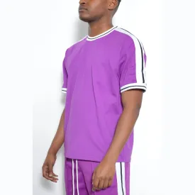 Purple Striped Tape Tee