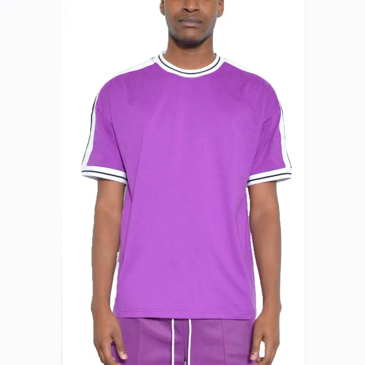 Purple Striped Tape Tee