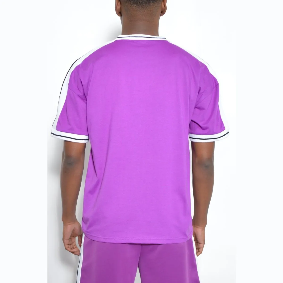 Purple Striped Tape Tee