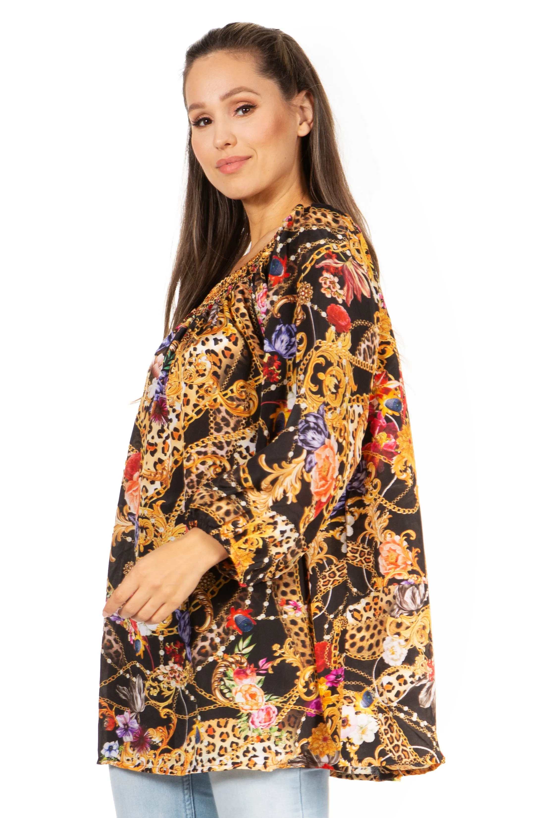 Sakkas Darsy Women's Floral Print Top - Pirate Boho Style