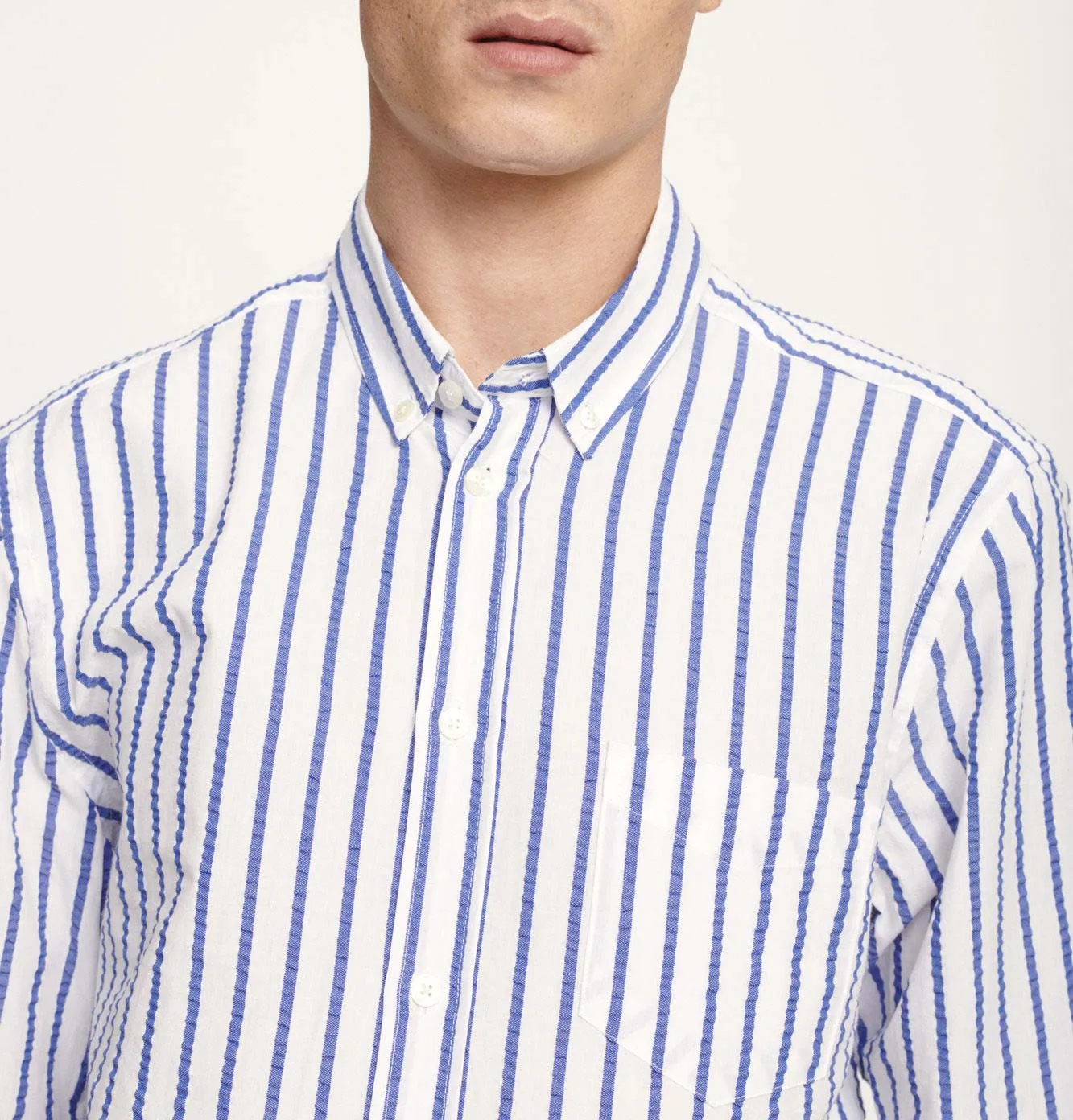 Samsoe & Samsoe Liam BA Shirt – White Blue Stripe