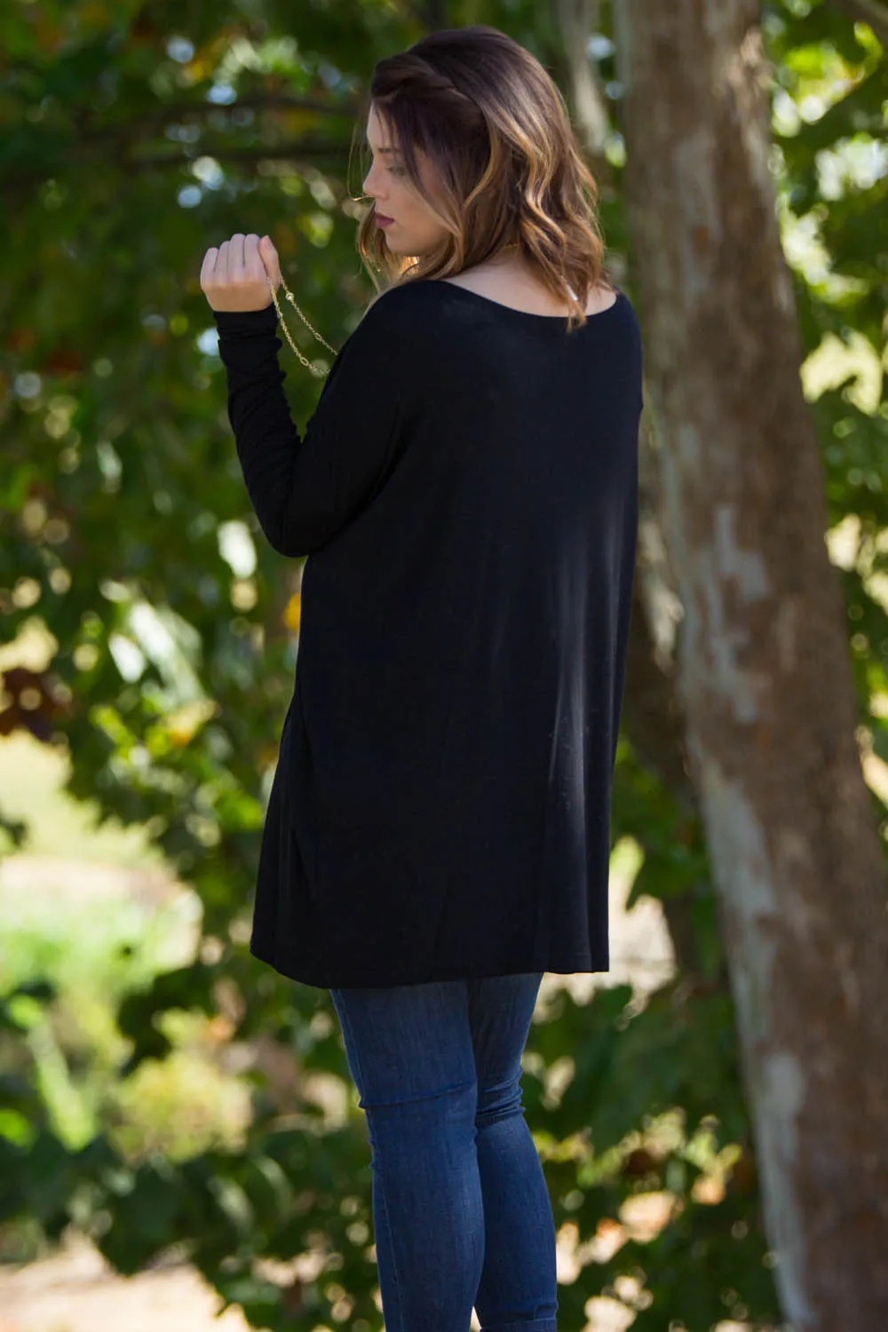 The Perfect Piko Tunic Top-Black