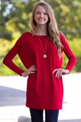 The Perfect Piko Tunic Top-Red