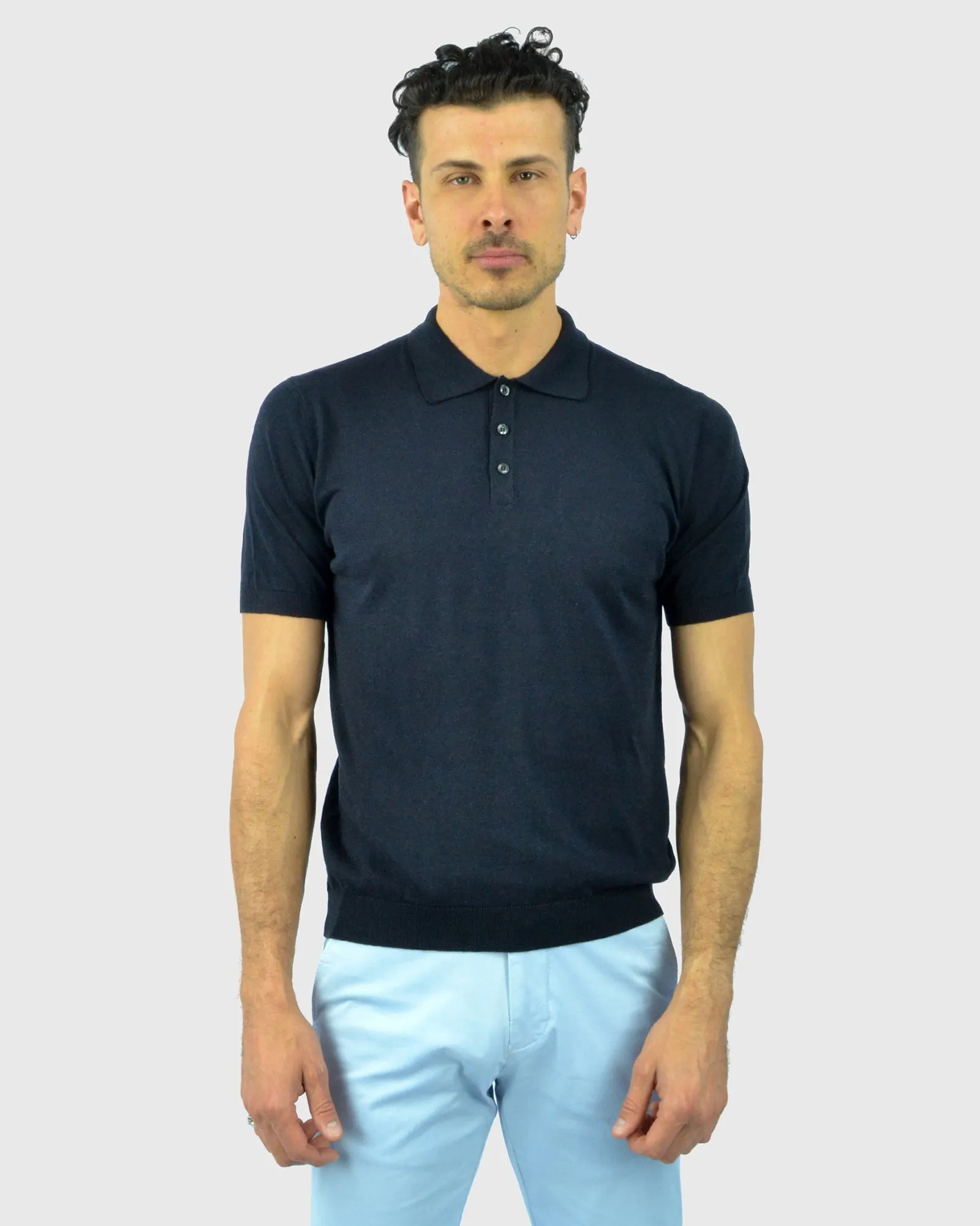 TOMBOLINI WM3SZMFL-TB SS BLK NAVY KNITTED POLO