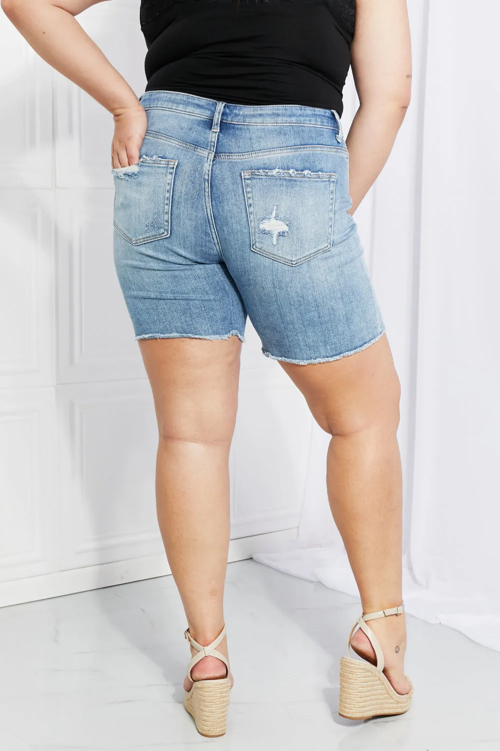 Vervet by Flying Monkey Full Size Distressed Denim Shorts