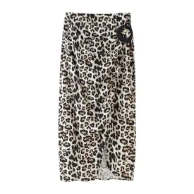 Women Summer Animal Print Midi Skirt